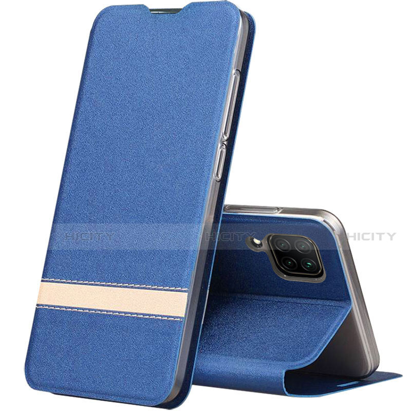 Coque Portefeuille Livre Cuir Etui Clapet L02 pour Huawei P40 Lite Bleu Plus