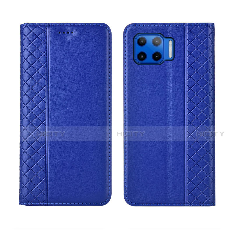 Coque Portefeuille Livre Cuir Etui Clapet L02 pour Motorola Moto G 5G Plus Bleu Plus