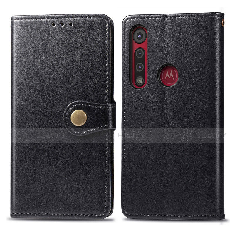 Coque Portefeuille Livre Cuir Etui Clapet L02 pour Motorola Moto G8 Play Noir Plus