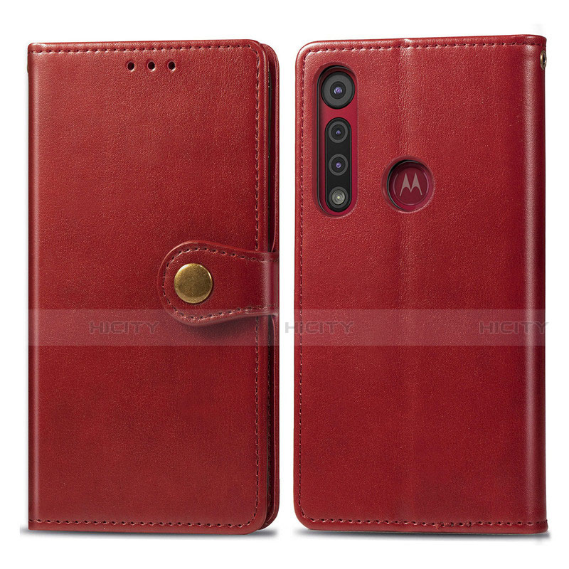 Coque Portefeuille Livre Cuir Etui Clapet L02 pour Motorola Moto G8 Play Rouge Plus