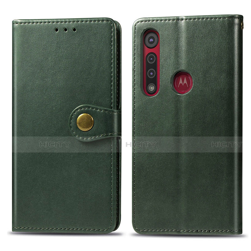 Coque Portefeuille Livre Cuir Etui Clapet L02 pour Motorola Moto G8 Play Vert Plus