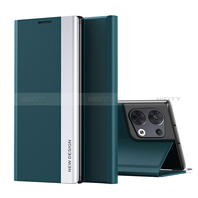 Coque Portefeuille Livre Cuir Etui Clapet L02 pour Oppo Reno9 Pro+ Plus 5G Vert Plus