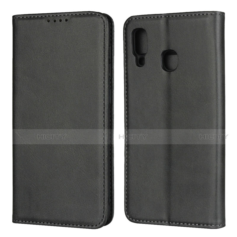 Coque Portefeuille Livre Cuir Etui Clapet L02 pour Samsung Galaxy A30 Noir Plus