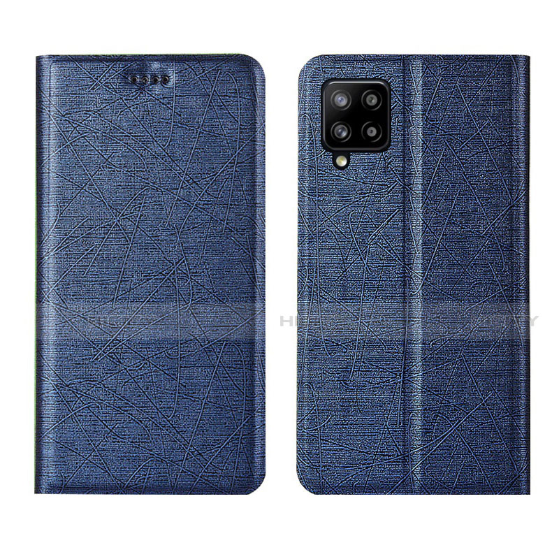 Coque Portefeuille Livre Cuir Etui Clapet L02 pour Samsung Galaxy A42 5G Bleu Plus