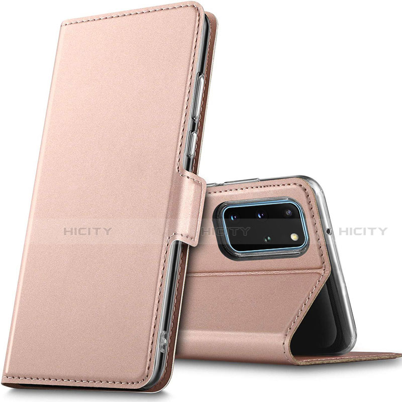 Coque Portefeuille Livre Cuir Etui Clapet L02 pour Samsung Galaxy S20 Plus 5G Or Rose Plus