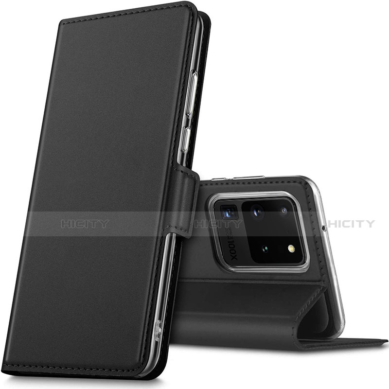 Coque Portefeuille Livre Cuir Etui Clapet L02 pour Samsung Galaxy S20 Ultra 5G Noir Plus