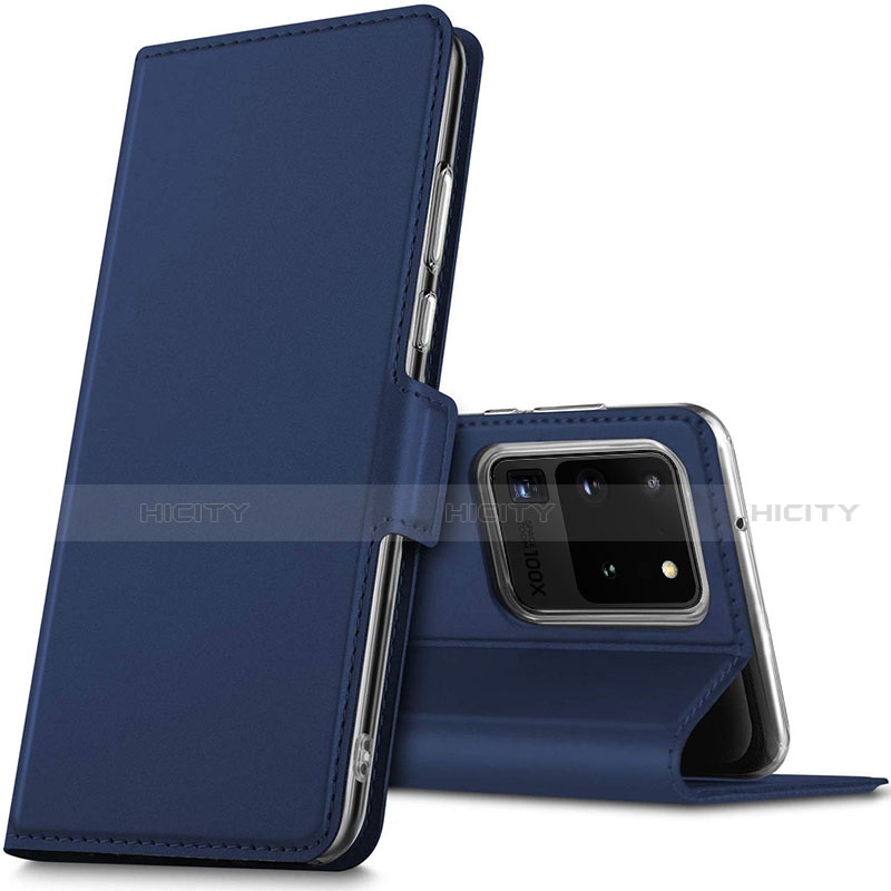 Coque Portefeuille Livre Cuir Etui Clapet L02 pour Samsung Galaxy S20 Ultra Bleu Plus