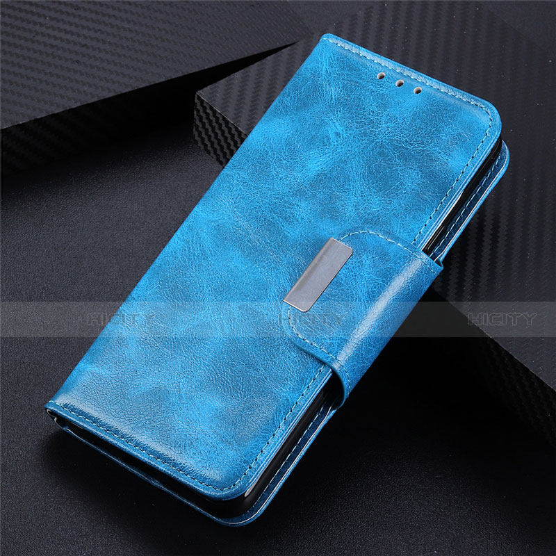 Coque Portefeuille Livre Cuir Etui Clapet L02 pour Samsung Galaxy S21 5G Bleu Ciel Plus