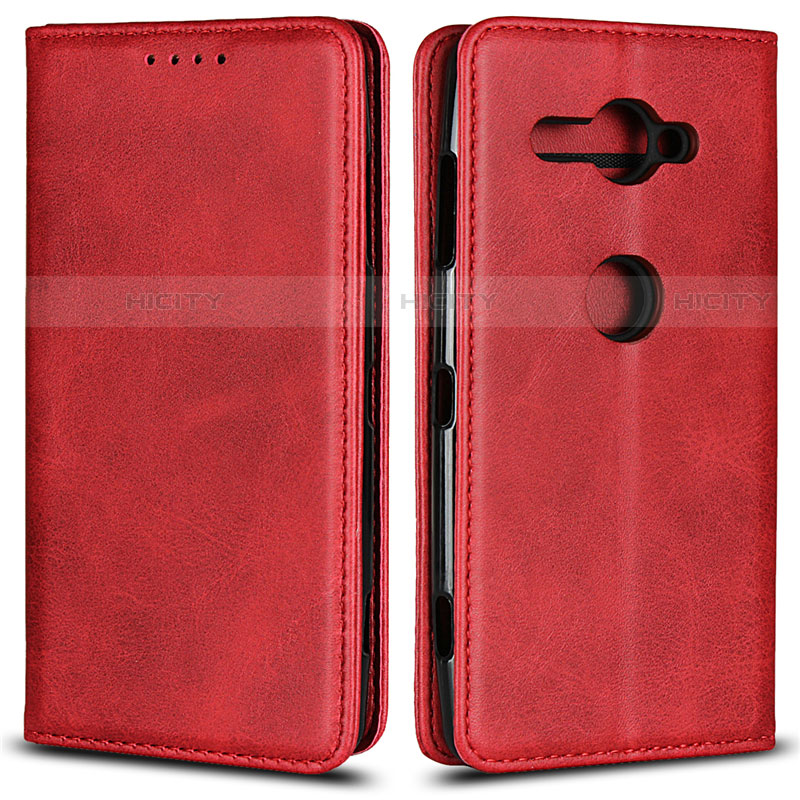 Coque Portefeuille Livre Cuir Etui Clapet L02 pour Sony Xperia XZ2 Compact Rouge Plus