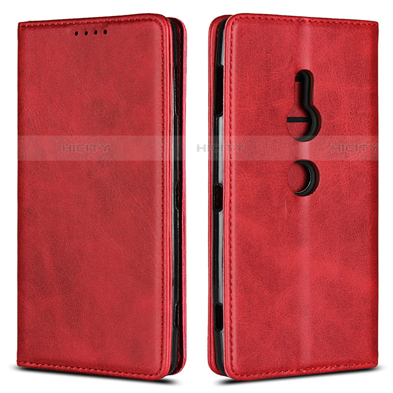 Coque Portefeuille Livre Cuir Etui Clapet L02 pour Sony Xperia XZ2 Rouge Plus