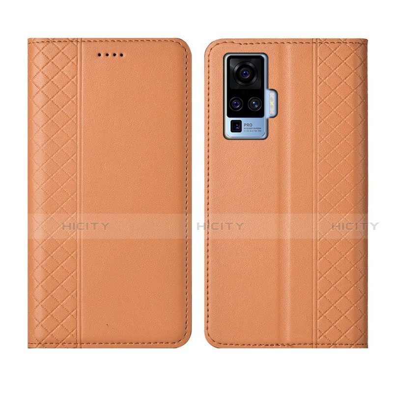 Coque Portefeuille Livre Cuir Etui Clapet L02 pour Vivo X50 Pro 5G Orange Plus