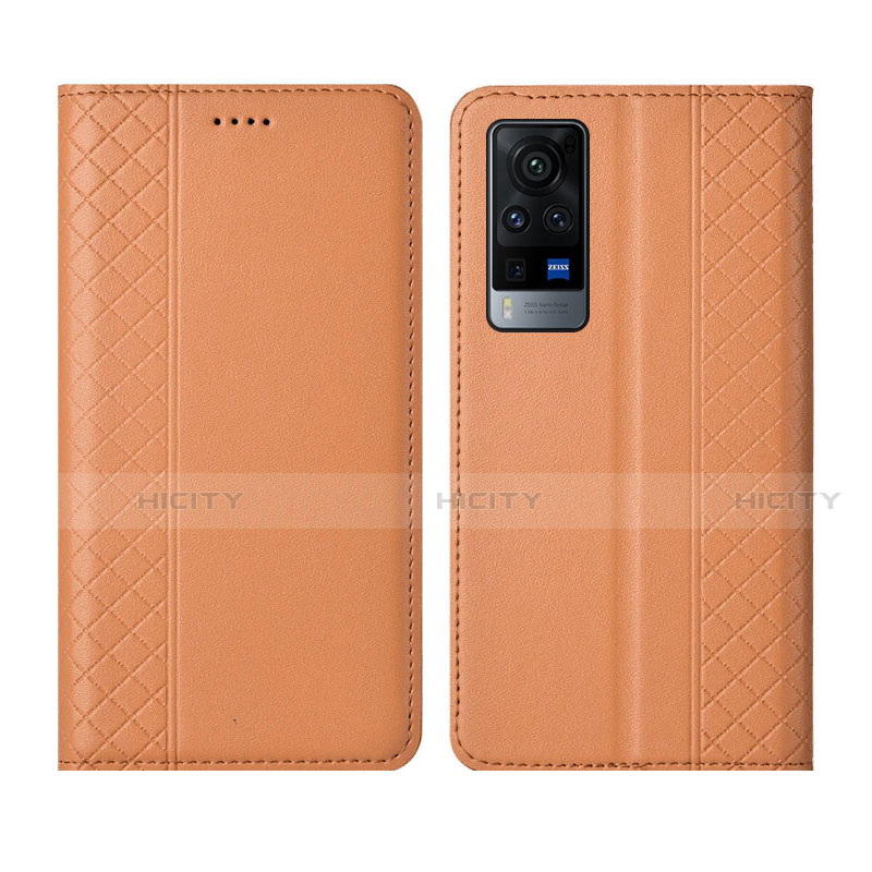 Coque Portefeuille Livre Cuir Etui Clapet L02 pour Vivo X60 Pro 5G Orange Plus