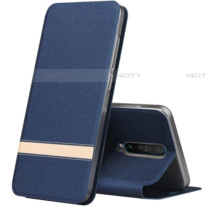 Coque Portefeuille Livre Cuir Etui Clapet L02 pour Xiaomi Poco X2 Bleu Plus