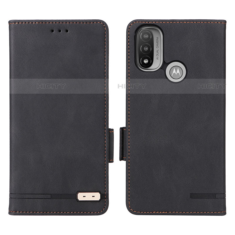 Coque Portefeuille Livre Cuir Etui Clapet L02Z pour Motorola Moto E30 Noir Plus