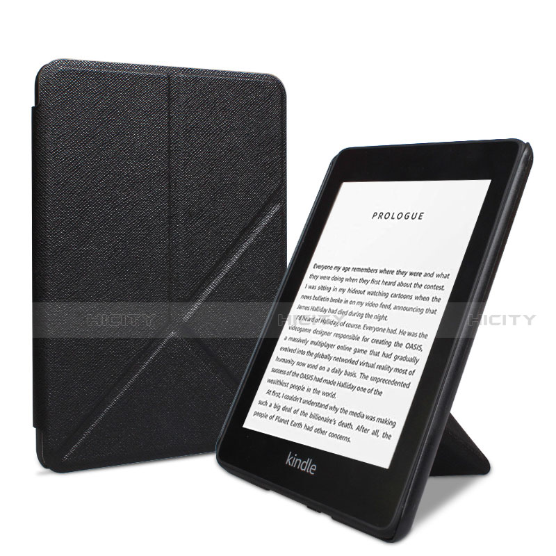 Coque Portefeuille Livre Cuir Etui Clapet L03 pour Amazon Kindle 6 inch Noir Plus