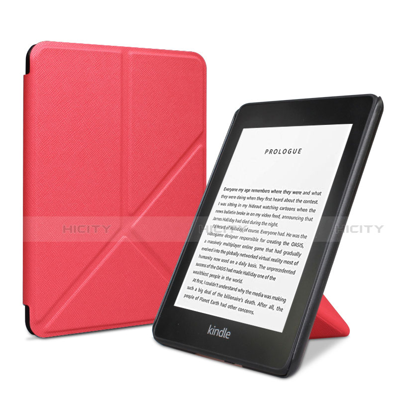 Coque Portefeuille Livre Cuir Etui Clapet L03 pour Amazon Kindle 6 inch Rouge Plus