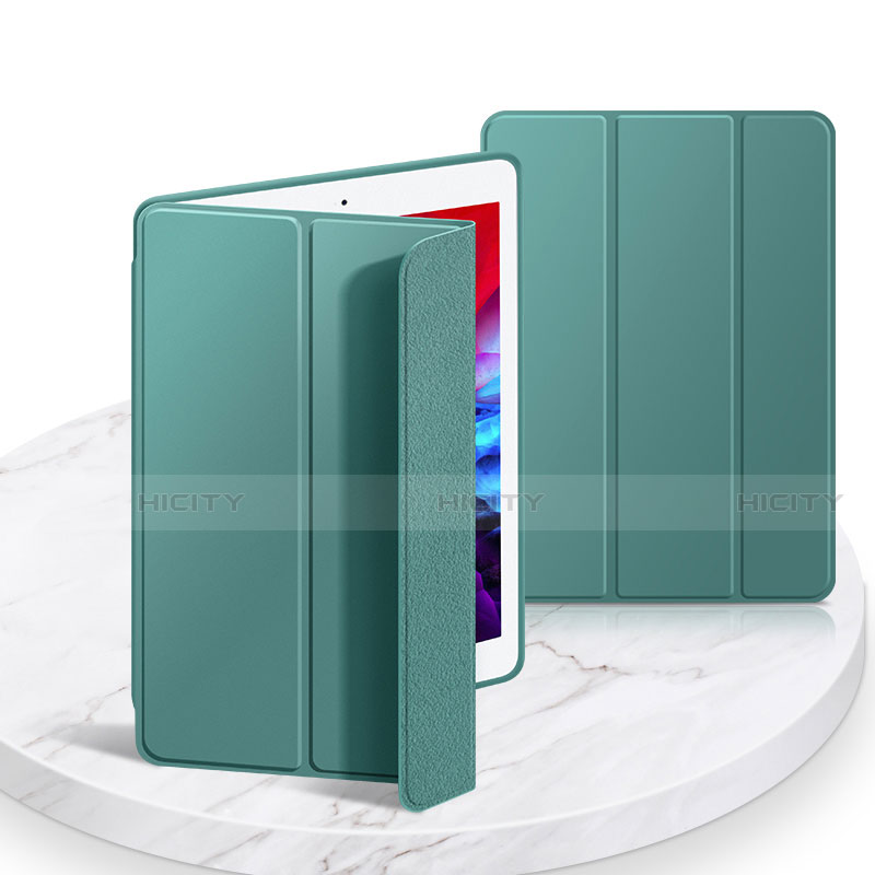 Coque Portefeuille Livre Cuir Etui Clapet L03 pour Apple iPad 10.2 (2019) Vert Nuit Plus
