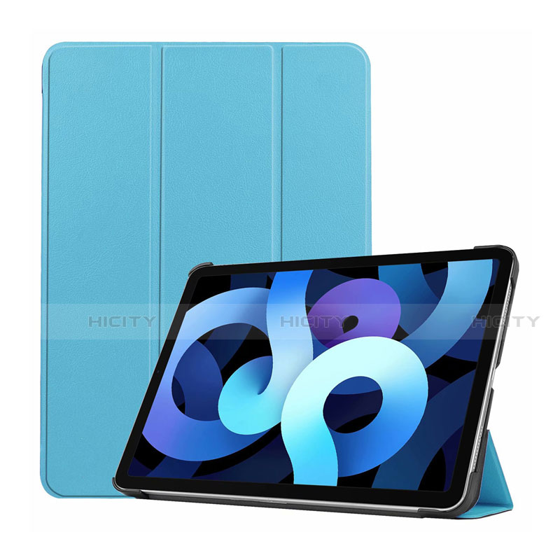 Coque Portefeuille Livre Cuir Etui Clapet L03 pour Apple iPad Air 10.9 (2020) Bleu Ciel Plus