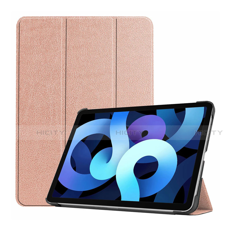 Coque Portefeuille Livre Cuir Etui Clapet L03 pour Apple iPad Air 10.9 (2020) Or Rose Plus
