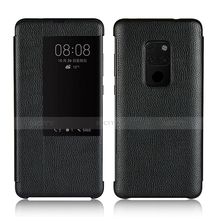Coque Portefeuille Livre Cuir Etui Clapet L03 pour Huawei Mate 20 Noir Plus
