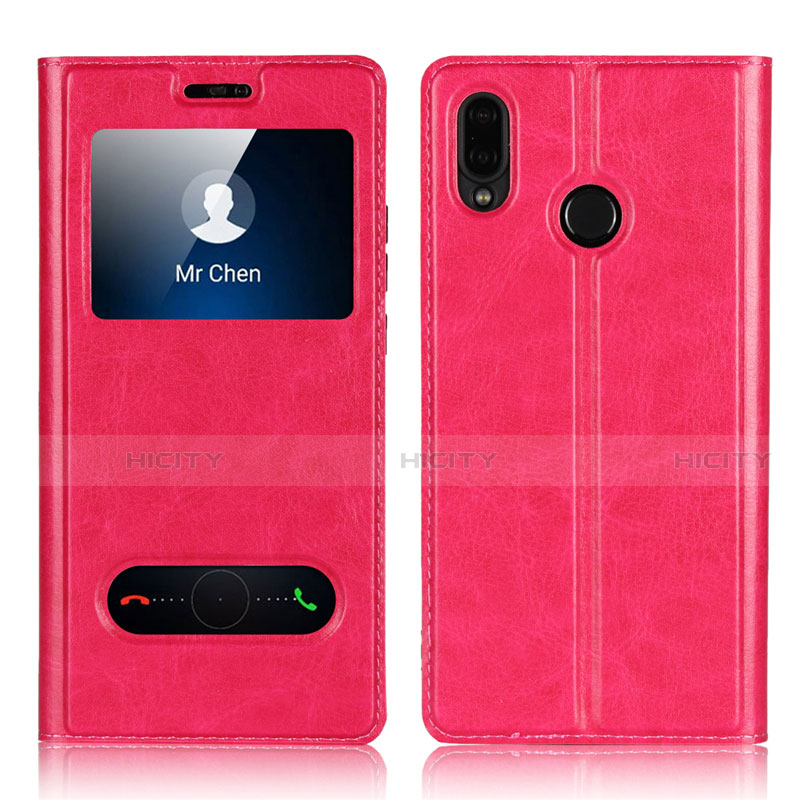 Coque Portefeuille Livre Cuir Etui Clapet L03 pour Huawei P20 Lite Rose Rouge Plus