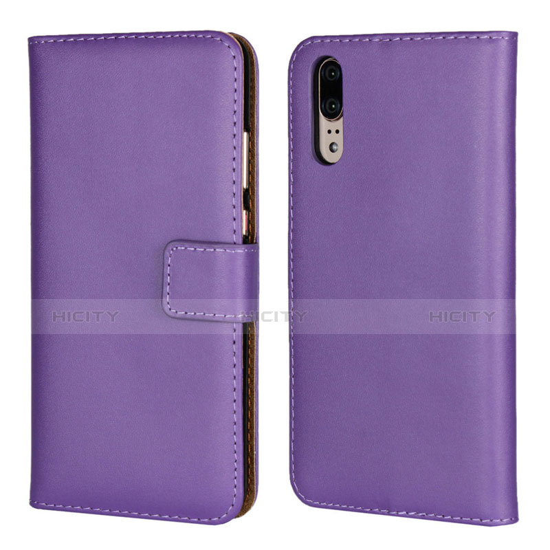 Coque Portefeuille Livre Cuir Etui Clapet L03 pour Huawei P20 Violet Plus