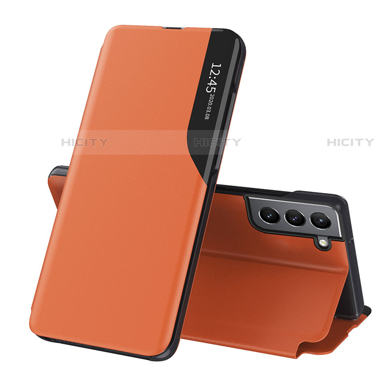 Coque Portefeuille Livre Cuir Etui Clapet L03 pour Samsung Galaxy S21 FE 5G Orange Plus