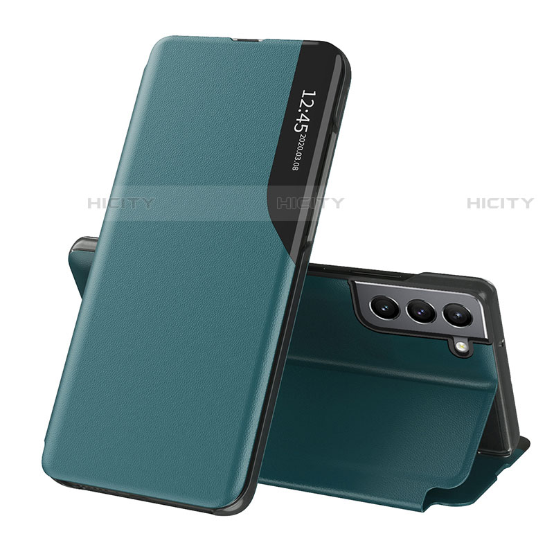 Coque Portefeuille Livre Cuir Etui Clapet L03 pour Samsung Galaxy S21 FE 5G Vert Plus