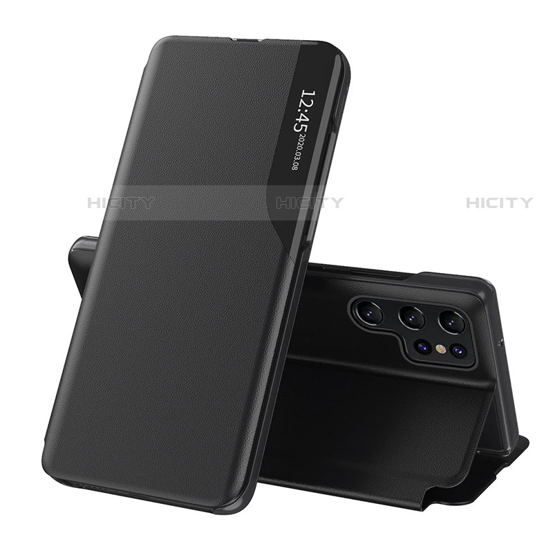 Coque Portefeuille Livre Cuir Etui Clapet L03 pour Samsung Galaxy S22 Ultra 5G Noir Plus