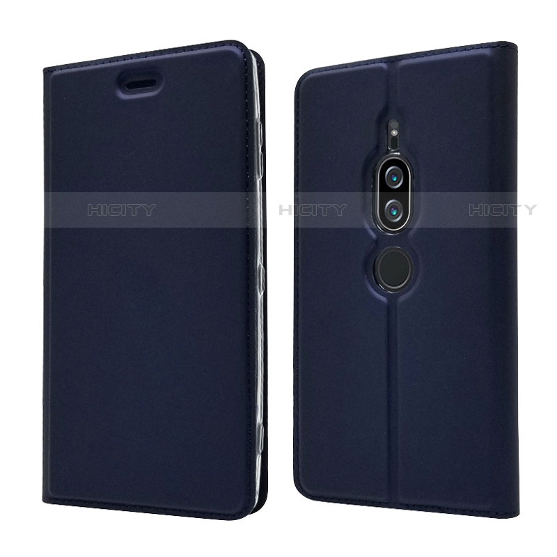 Coque Portefeuille Livre Cuir Etui Clapet L03 pour Sony Xperia XZ2 Premium Bleu Plus