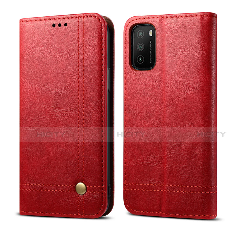 Coque Portefeuille Livre Cuir Etui Clapet L03 pour Xiaomi Poco M3 Rouge Plus