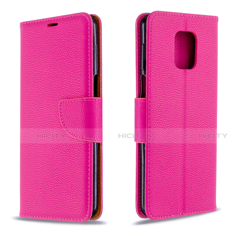 Coque Portefeuille Livre Cuir Etui Clapet L03 pour Xiaomi Redmi Note 9 Pro Rose Rouge Plus