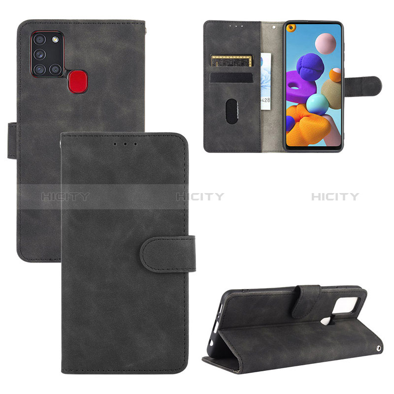 Coque Portefeuille Livre Cuir Etui Clapet L03Z pour Samsung Galaxy A21s Noir Plus