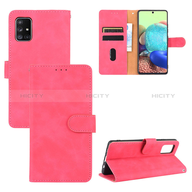 Coque Portefeuille Livre Cuir Etui Clapet L03Z pour Samsung Galaxy A51 4G Rose Rouge Plus