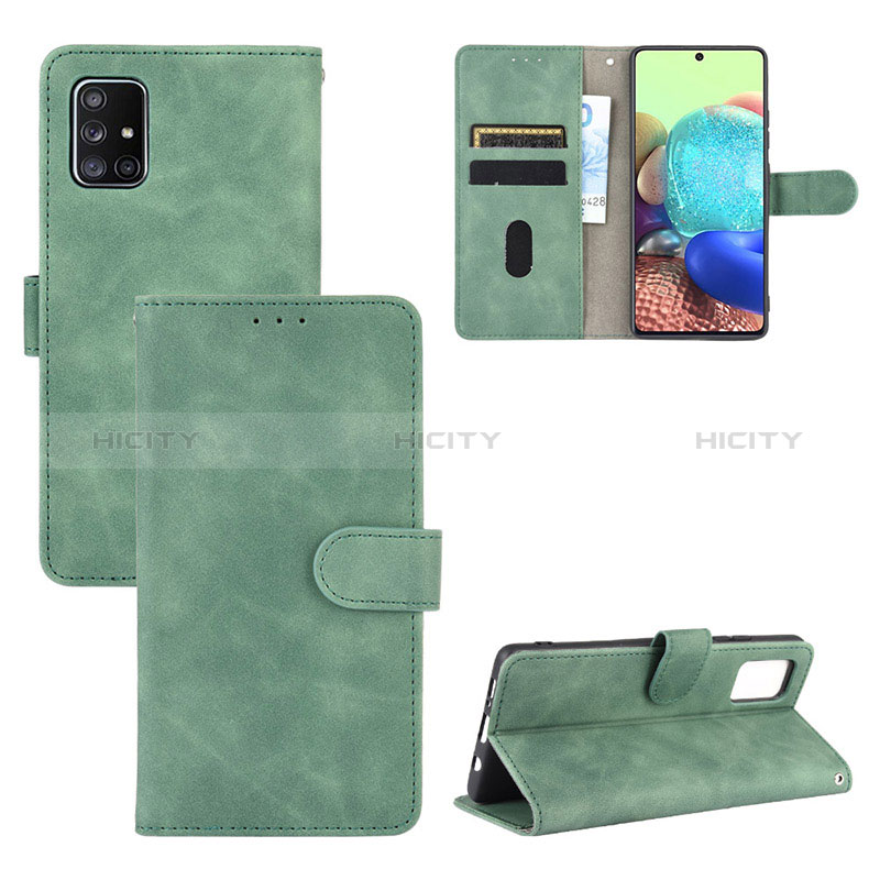 Coque Portefeuille Livre Cuir Etui Clapet L03Z pour Samsung Galaxy A51 5G Vert Plus