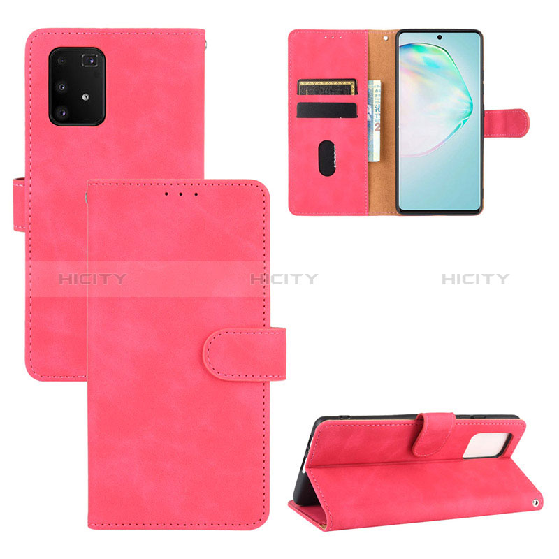 Coque Portefeuille Livre Cuir Etui Clapet L03Z pour Samsung Galaxy A91 Rose Rouge Plus