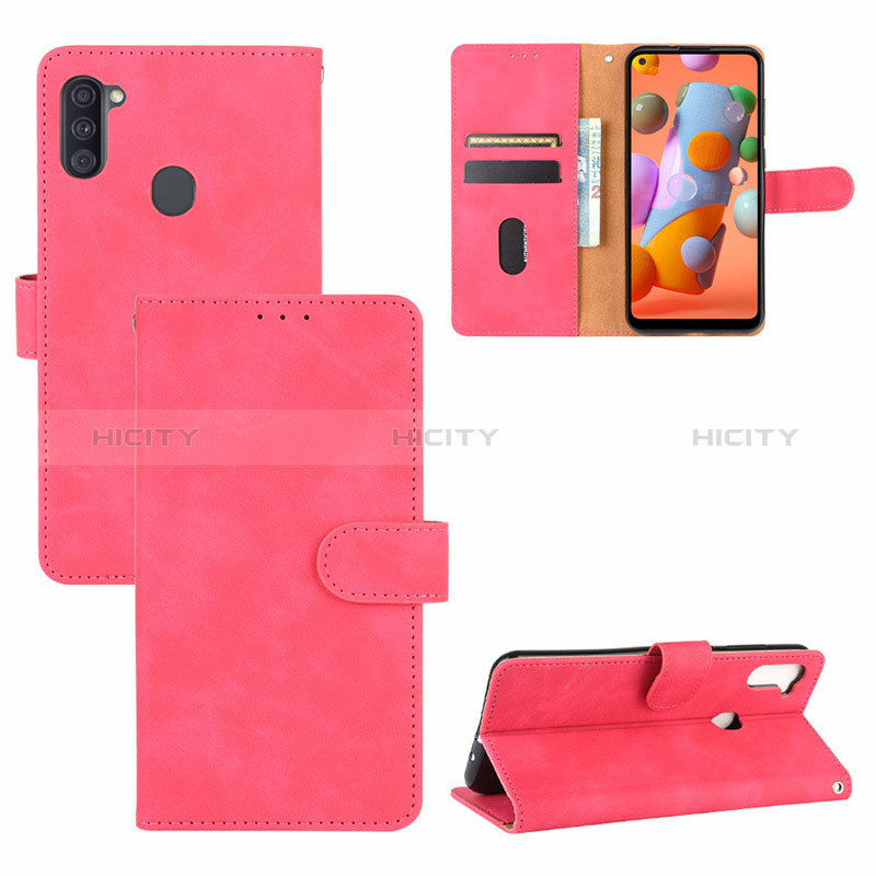 Coque Portefeuille Livre Cuir Etui Clapet L03Z pour Samsung Galaxy M11 Rose Rouge Plus