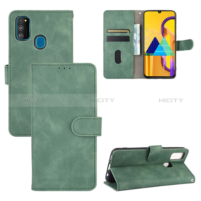 Coque Portefeuille Livre Cuir Etui Clapet L03Z pour Samsung Galaxy M21 Vert Plus