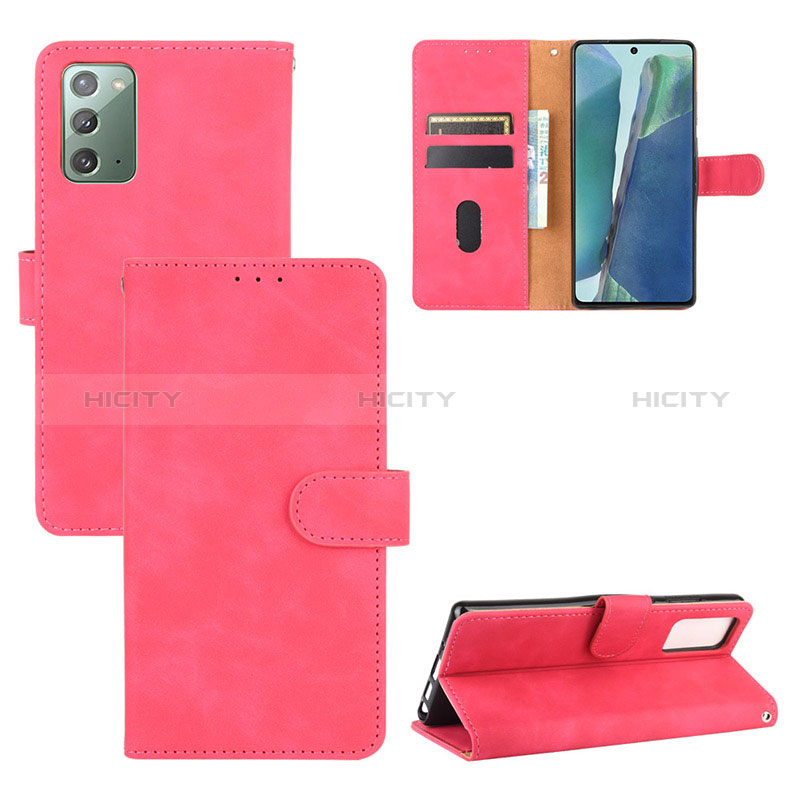 Coque Portefeuille Livre Cuir Etui Clapet L03Z pour Samsung Galaxy Note 20 5G Rose Rouge Plus