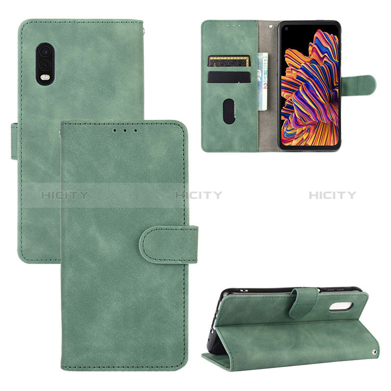 Coque Portefeuille Livre Cuir Etui Clapet L03Z pour Samsung Galaxy XCover Pro Vert Plus