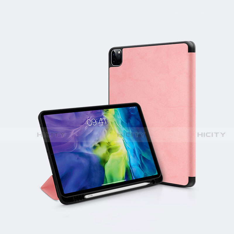 Coque Portefeuille Livre Cuir Etui Clapet L04 pour Apple iPad Pro 12.9 (2020) Or Rose Plus