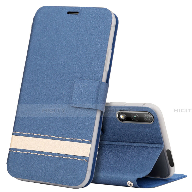Coque Portefeuille Livre Cuir Etui Clapet L04 pour Huawei Honor 9X Bleu Plus