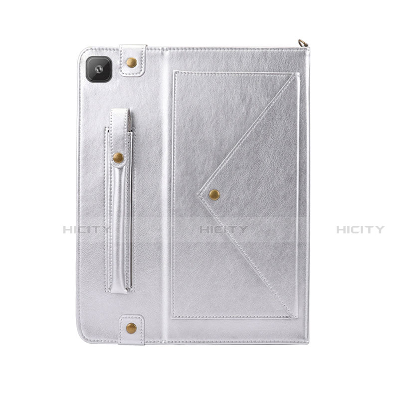 Coque Portefeuille Livre Cuir Etui Clapet L04 pour Samsung Galaxy Tab S6 Lite 10.4 SM-P610 Argent Plus