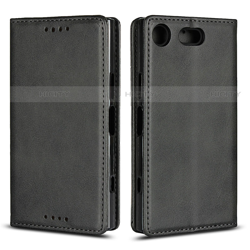 Coque Portefeuille Livre Cuir Etui Clapet L04 pour Sony Xperia XZ1 Compact Noir Plus