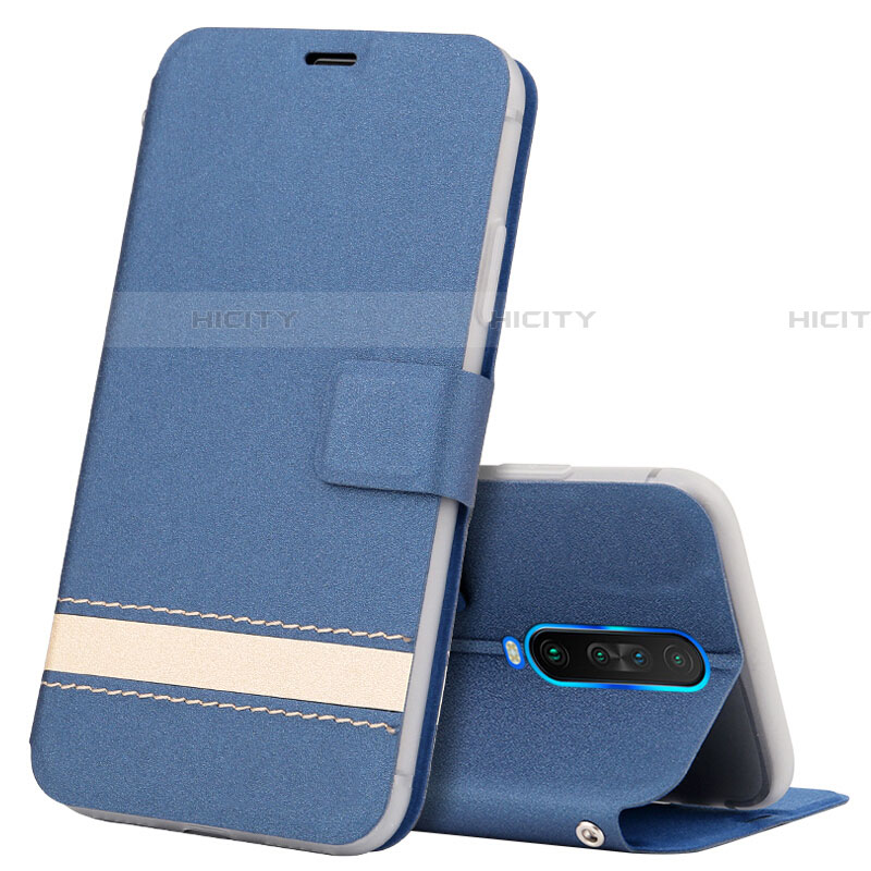 Coque Portefeuille Livre Cuir Etui Clapet L04 pour Xiaomi Poco X2 Bleu Plus