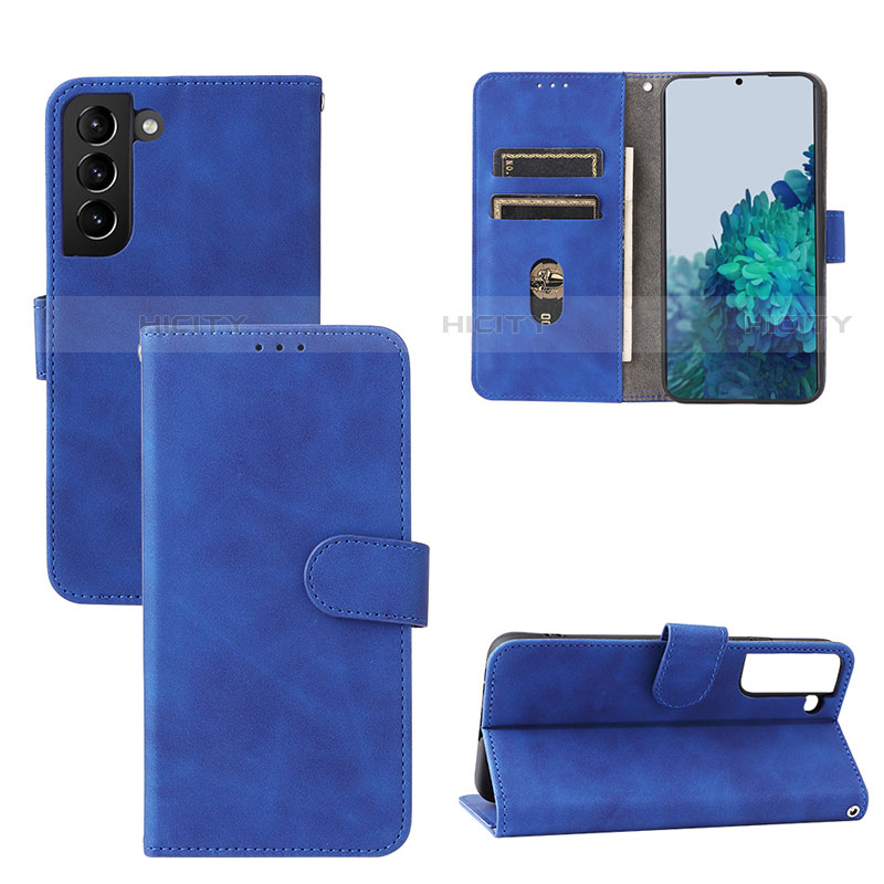 Coque Portefeuille Livre Cuir Etui Clapet L04Z pour Samsung Galaxy S22 5G Bleu Plus