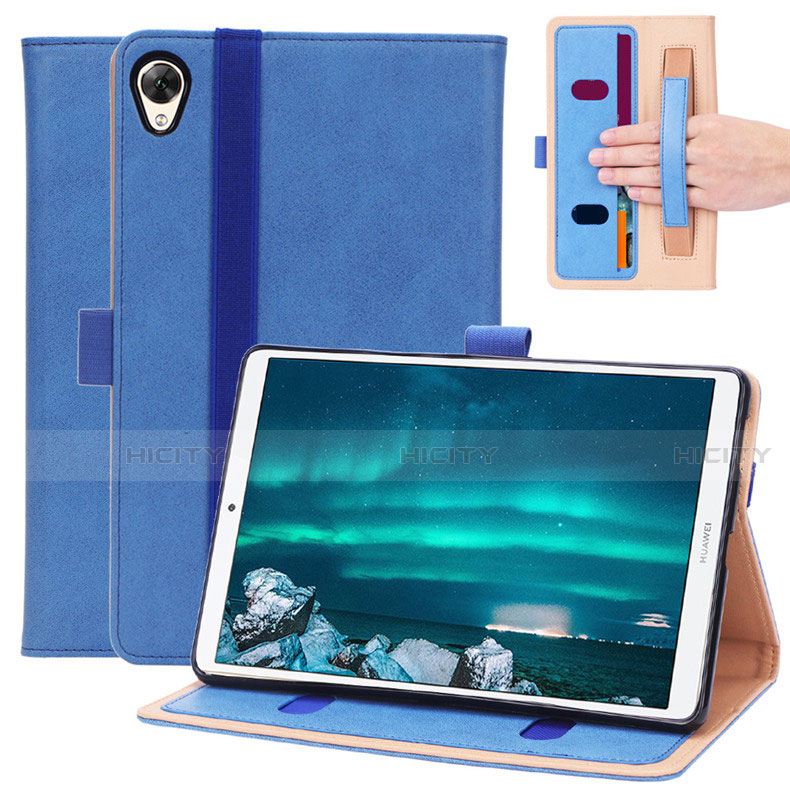 Coque Portefeuille Livre Cuir Etui Clapet L05 pour Huawei MediaPad M6 8.4 Bleu Plus