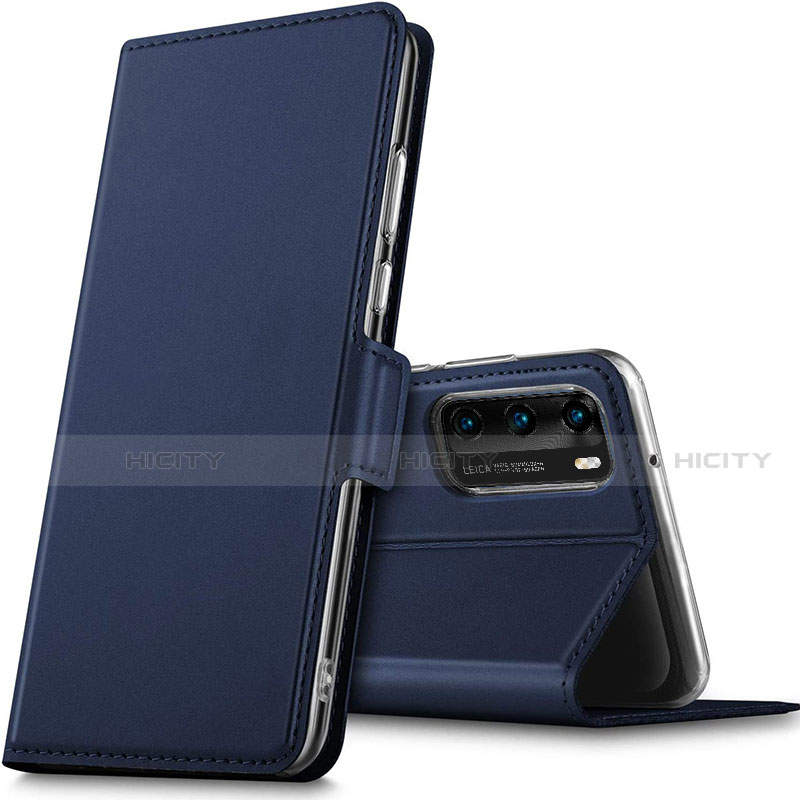 Coque Portefeuille Livre Cuir Etui Clapet L05 pour Huawei P40 Bleu Plus