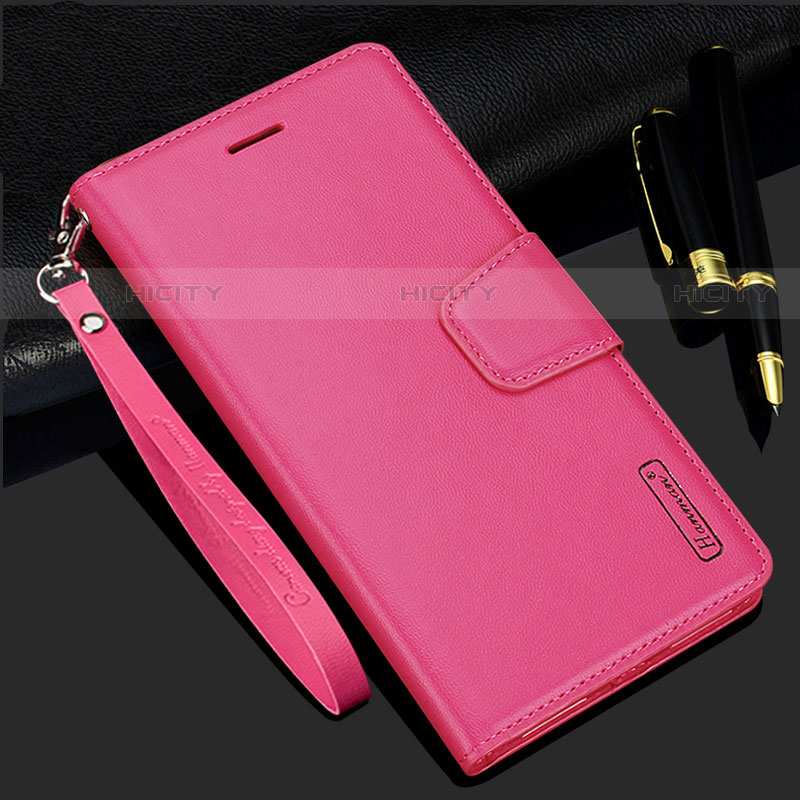 Coque Portefeuille Livre Cuir Etui Clapet L05 pour Samsung Galaxy S21 5G Rose Rouge Plus