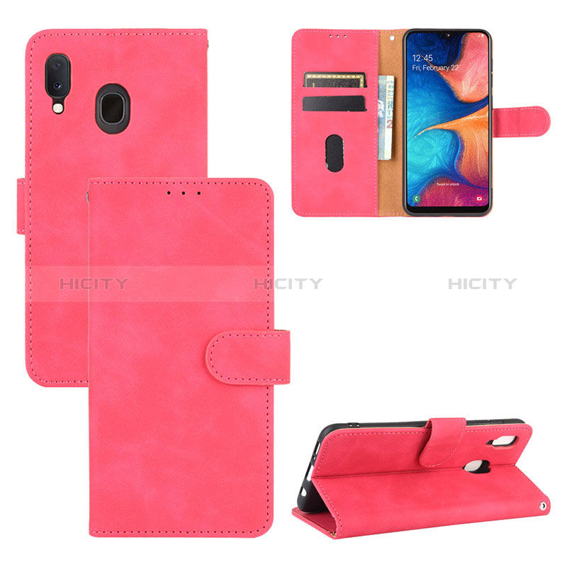 Coque Portefeuille Livre Cuir Etui Clapet L05Z pour Samsung Galaxy A30 Rose Rouge Plus
